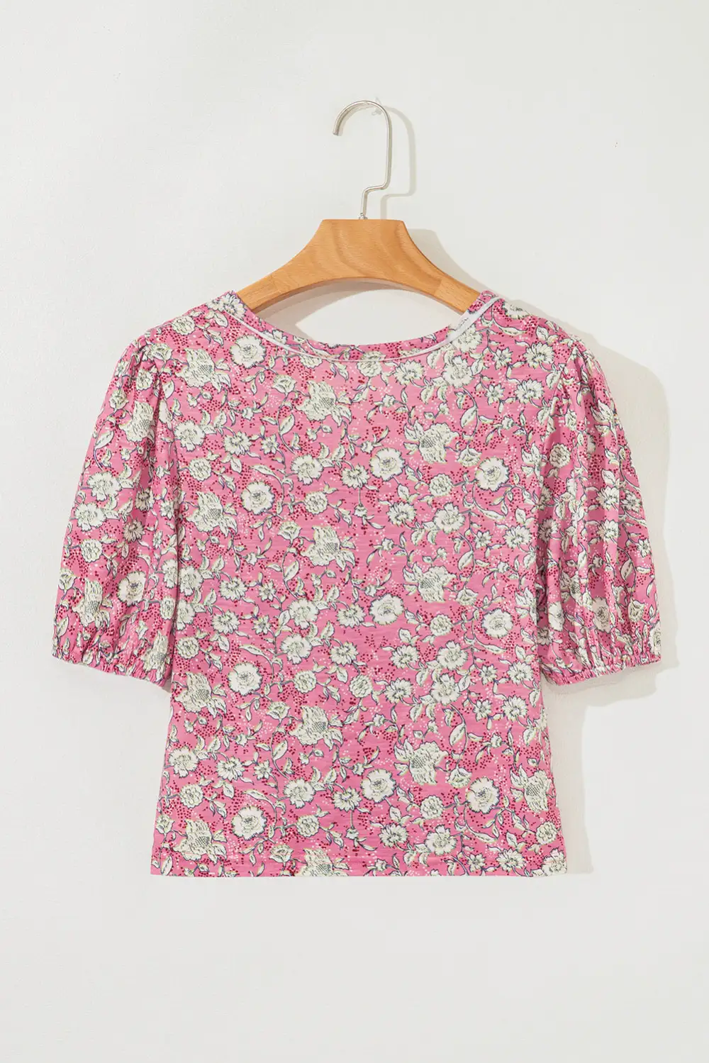 Floral V-Neck Puff Sleeve Blouse