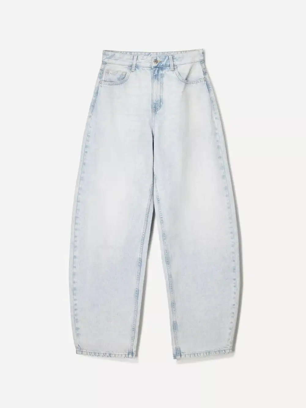 Polished Wide Leg Washed Denim Jeans
