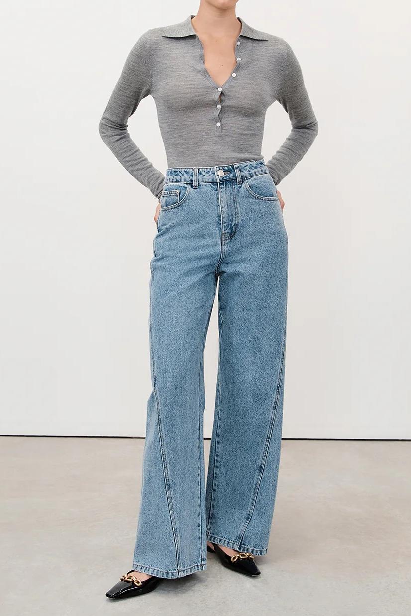 MID BLUE WIDE LEG JEAN