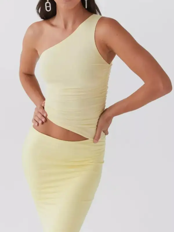 One Shoulder Ruched Coordinated Set