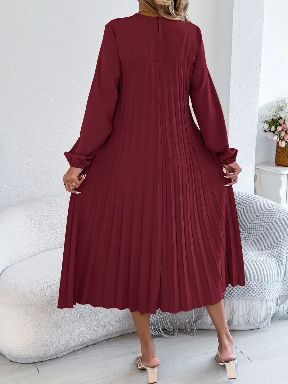 Pleated Midi Dress