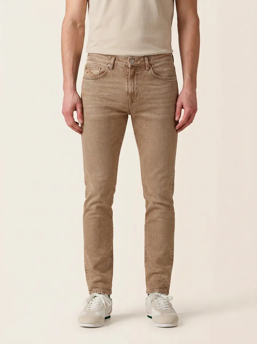 Men's Classic Everyday Mountain Graphic Embroidered Stretch Denim Jeans
