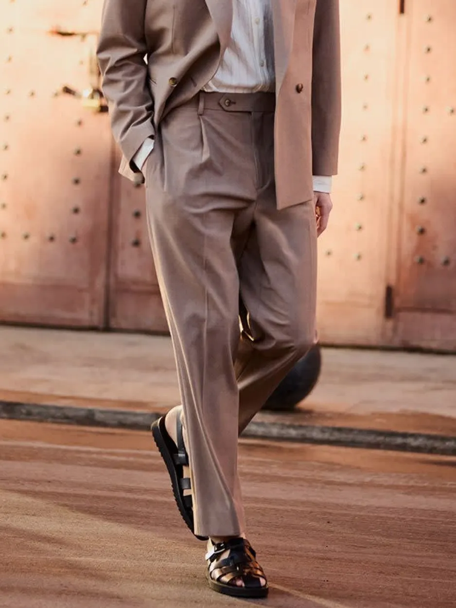 Rose Taupe Relaxed-Fit Suit Pant