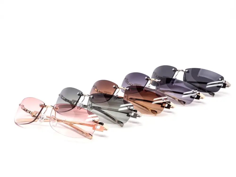 12-Pack Luxury Rimless Rectangle Square Gradient Sunglasses