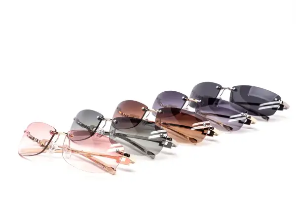 12-Pack Luxury Rimless Rectangle Square Gradient Sunglasses