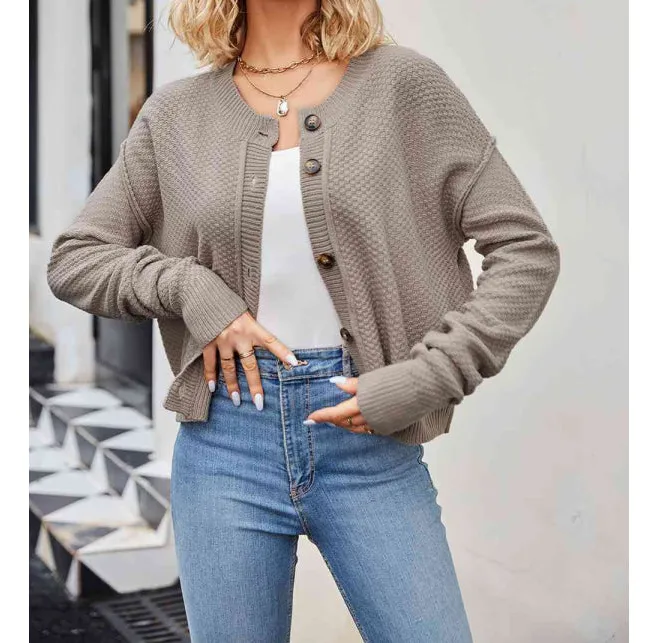 Button Down Exposed Seam Cardigan