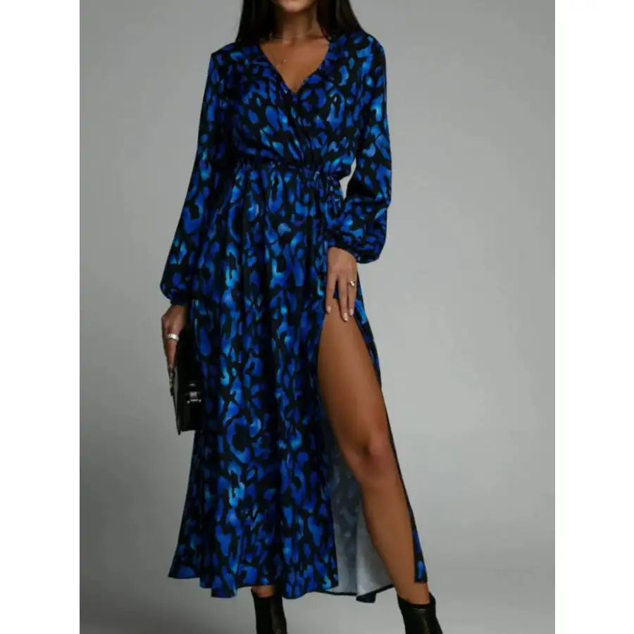 Sleeve Surplice Long Sleeve Midi Dress