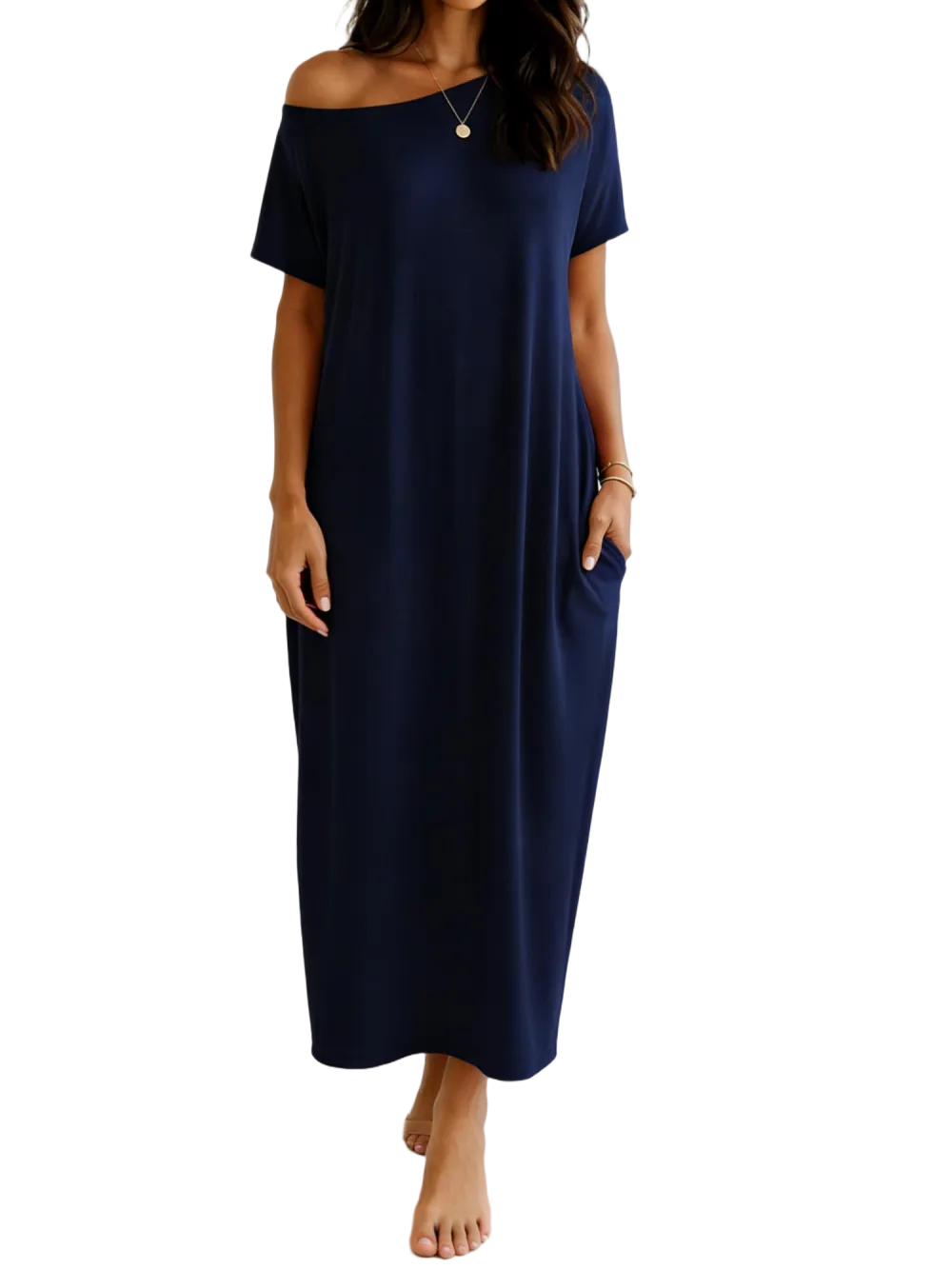 Women's Solid Color Batwing Sleeve Lounge Dress