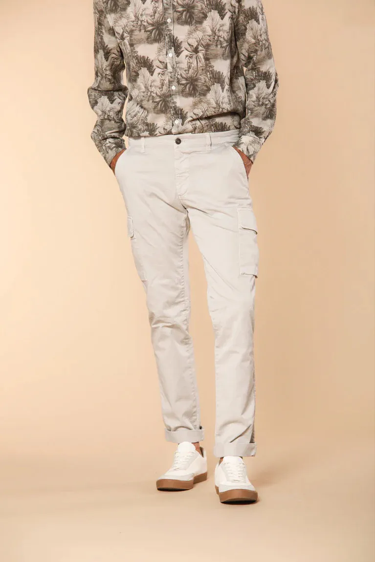 Men's Ice Gray Stretch Cotton Slim Fit Large Pocket Overalls