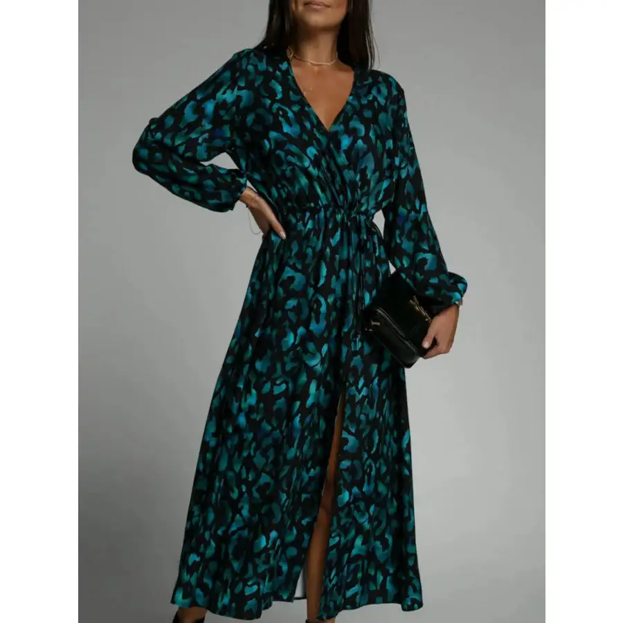 Sleeve Surplice Long Sleeve Midi Dress