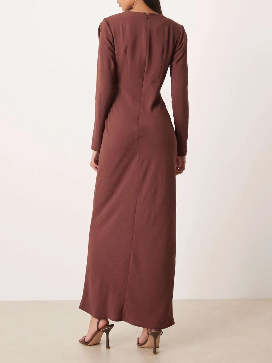Ruched Waist Long Sleeve Dress