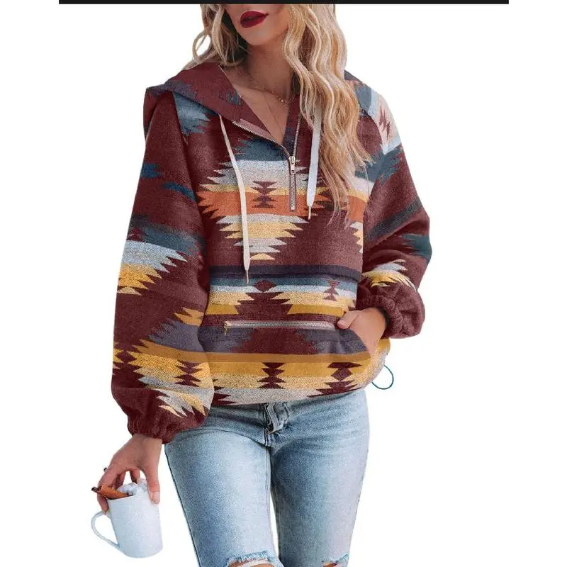 🧶 Women’s Oversized Aztec Zip Up Hoodie – Cozy, Chic & Effortlessly Cool