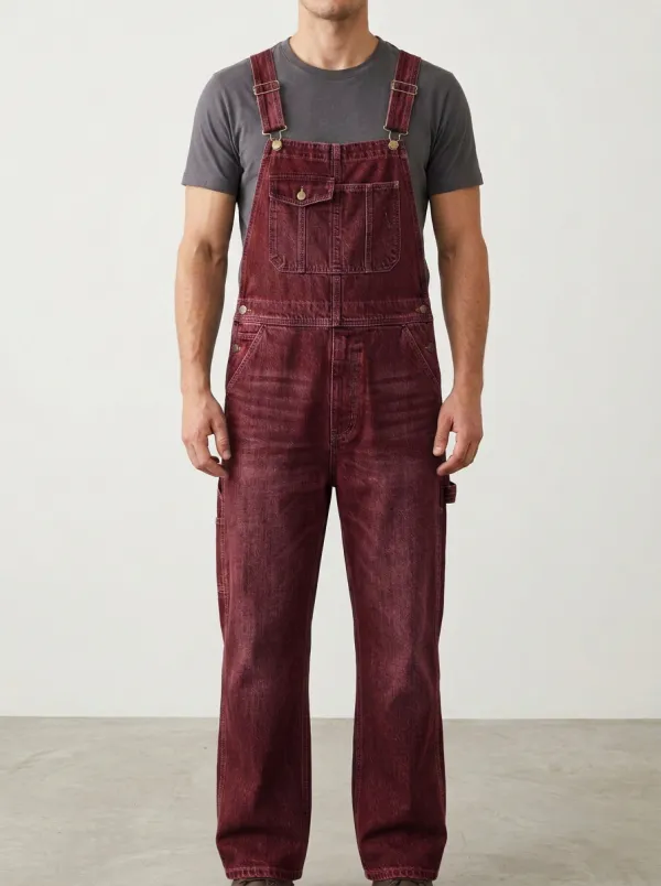 Men's Vintage Style Blue Denim Bib Overalls