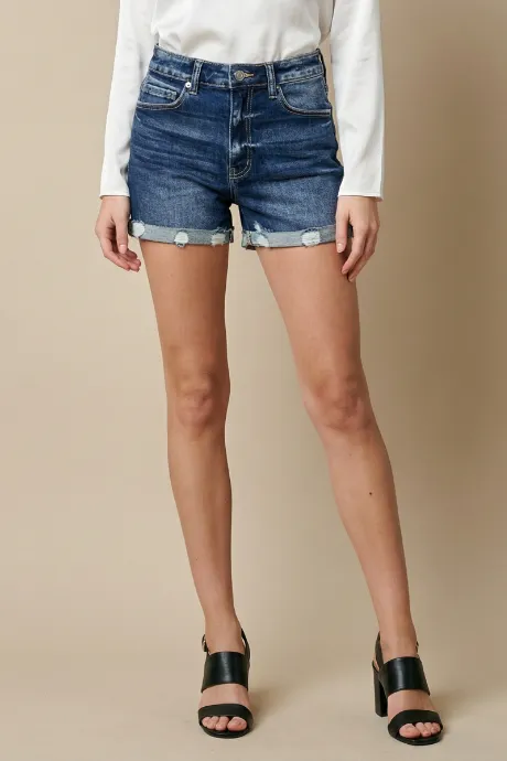 Everyday High Rise Cuffed Stretch Denim Shorts