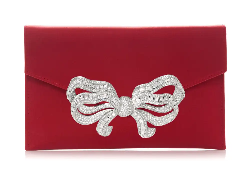 Faceted Bow Envelope Statement Clutch