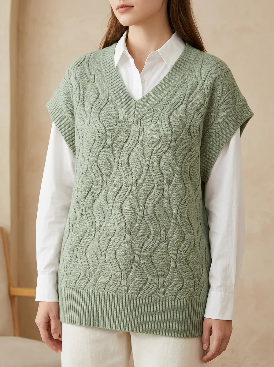 Wavy Cable Sweater Vest