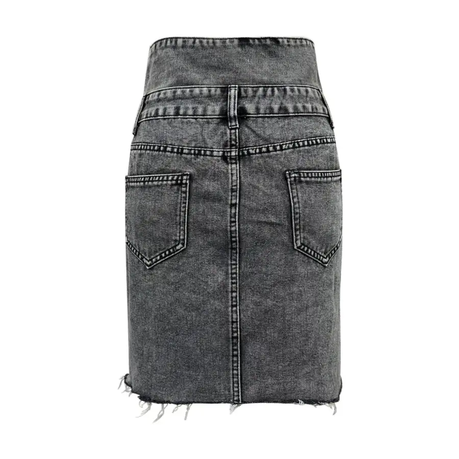 Raw Hem High Waist Denim Skirt