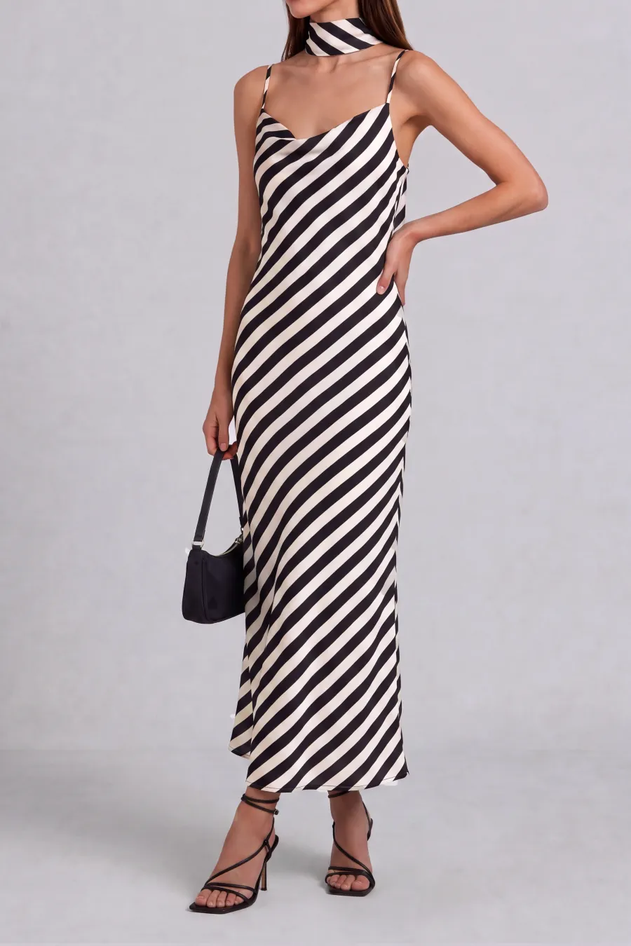 Spaghetti Strap Striped Midi Dress