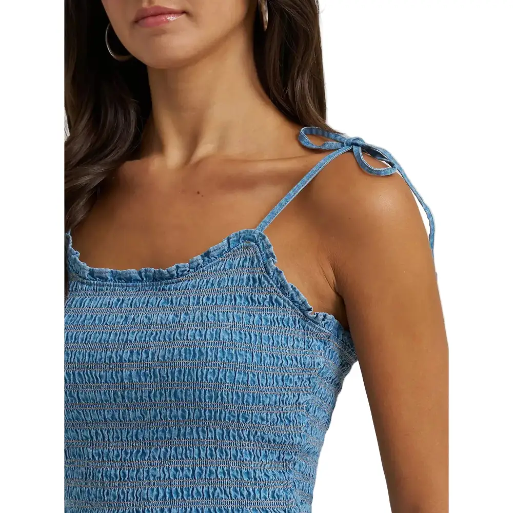 Denim Smocked Sleeveless Mini Dress