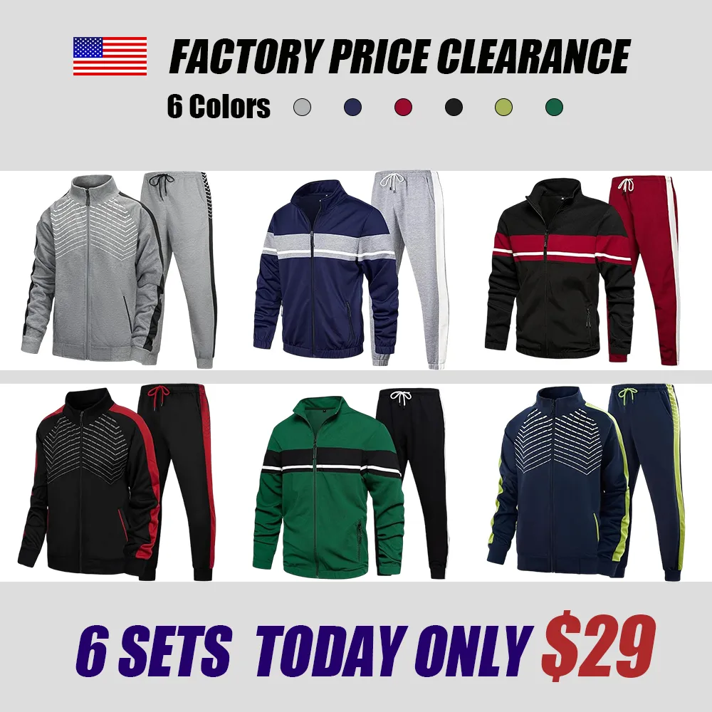 Leading The Better Life Men'S Sweat Suit 2 Piece Outfit Casual Contrast Sports Jogging Tracksuits Set
