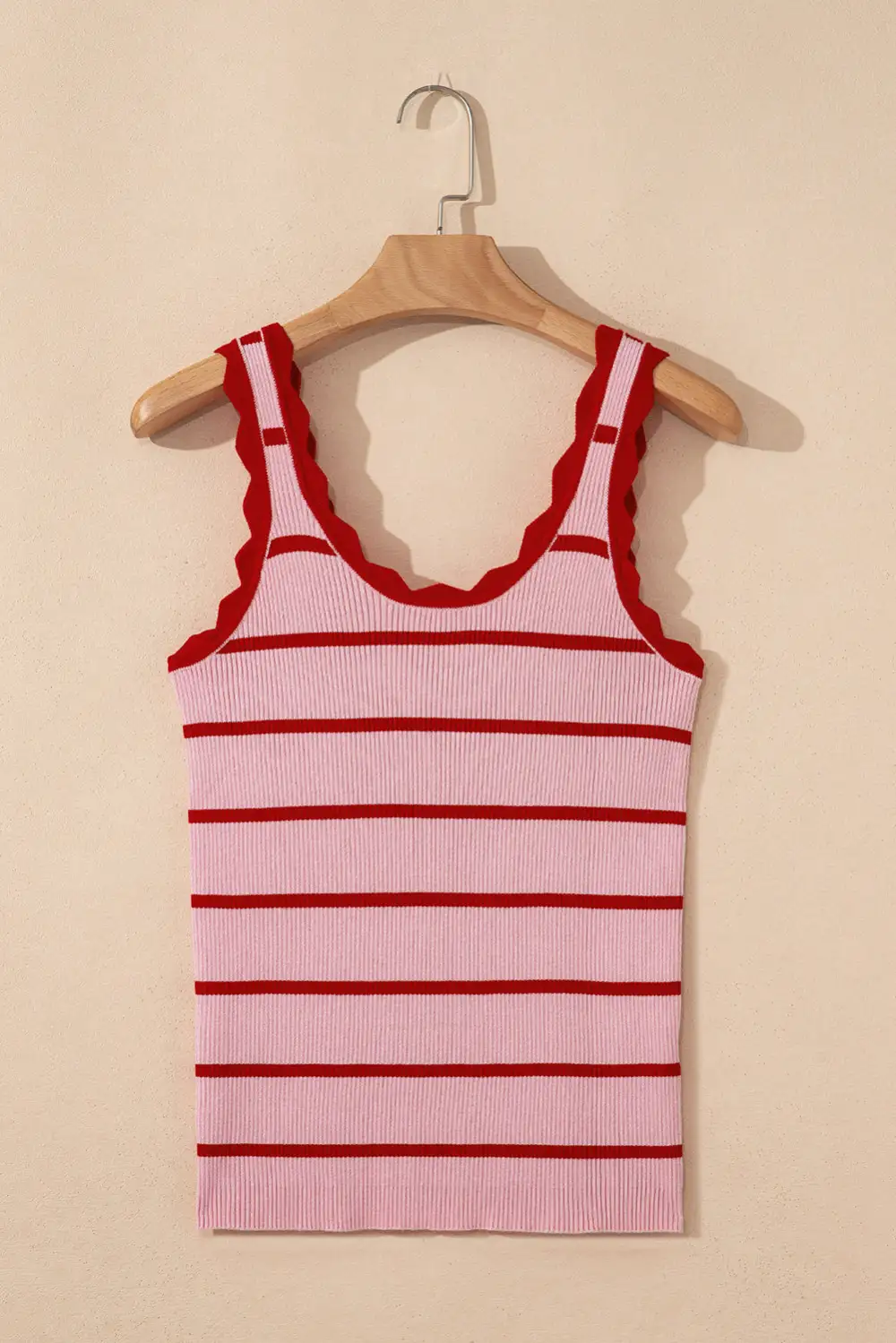 Striped Scalloped Edge U-Neck Sweater Vest