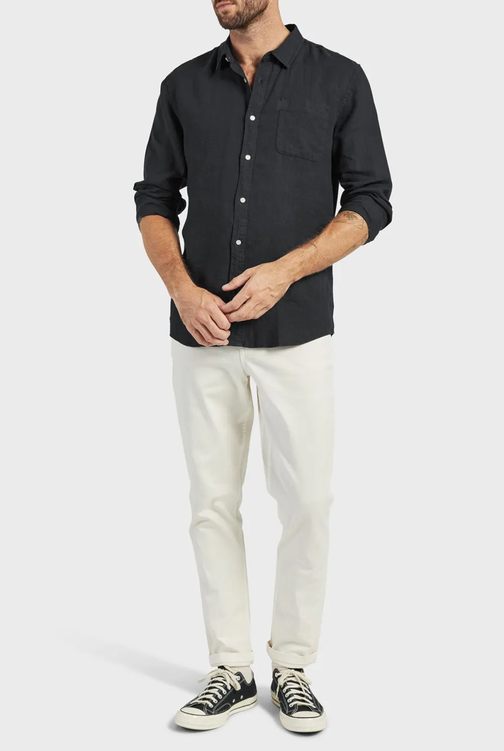 Lightweight Linen Button Down Long Sleeve Shirt