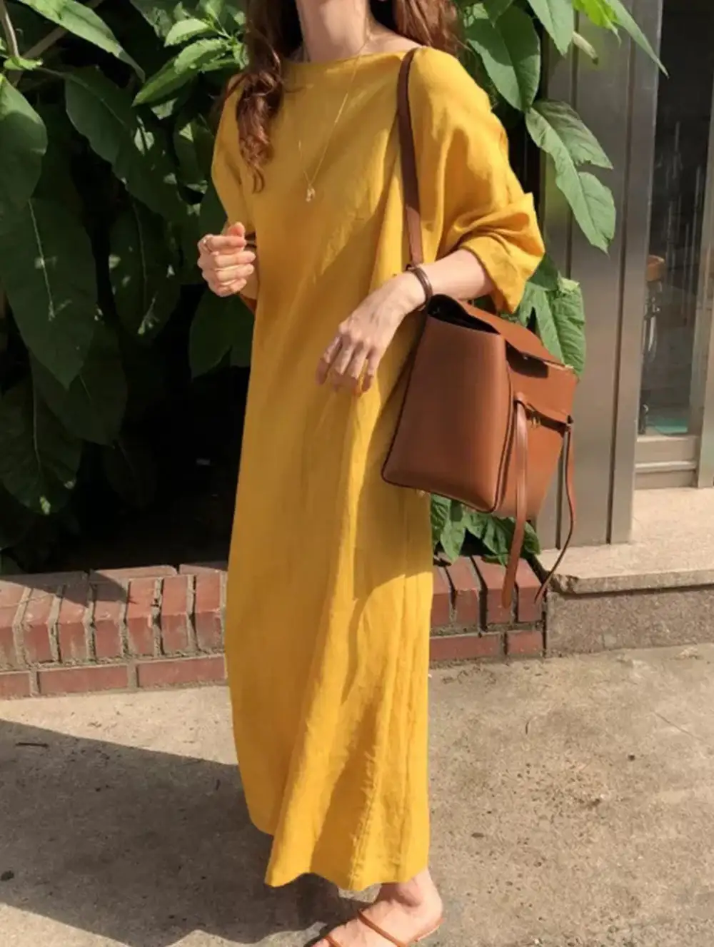 Retro Long-Sleeved Round Neck Loose Dress
