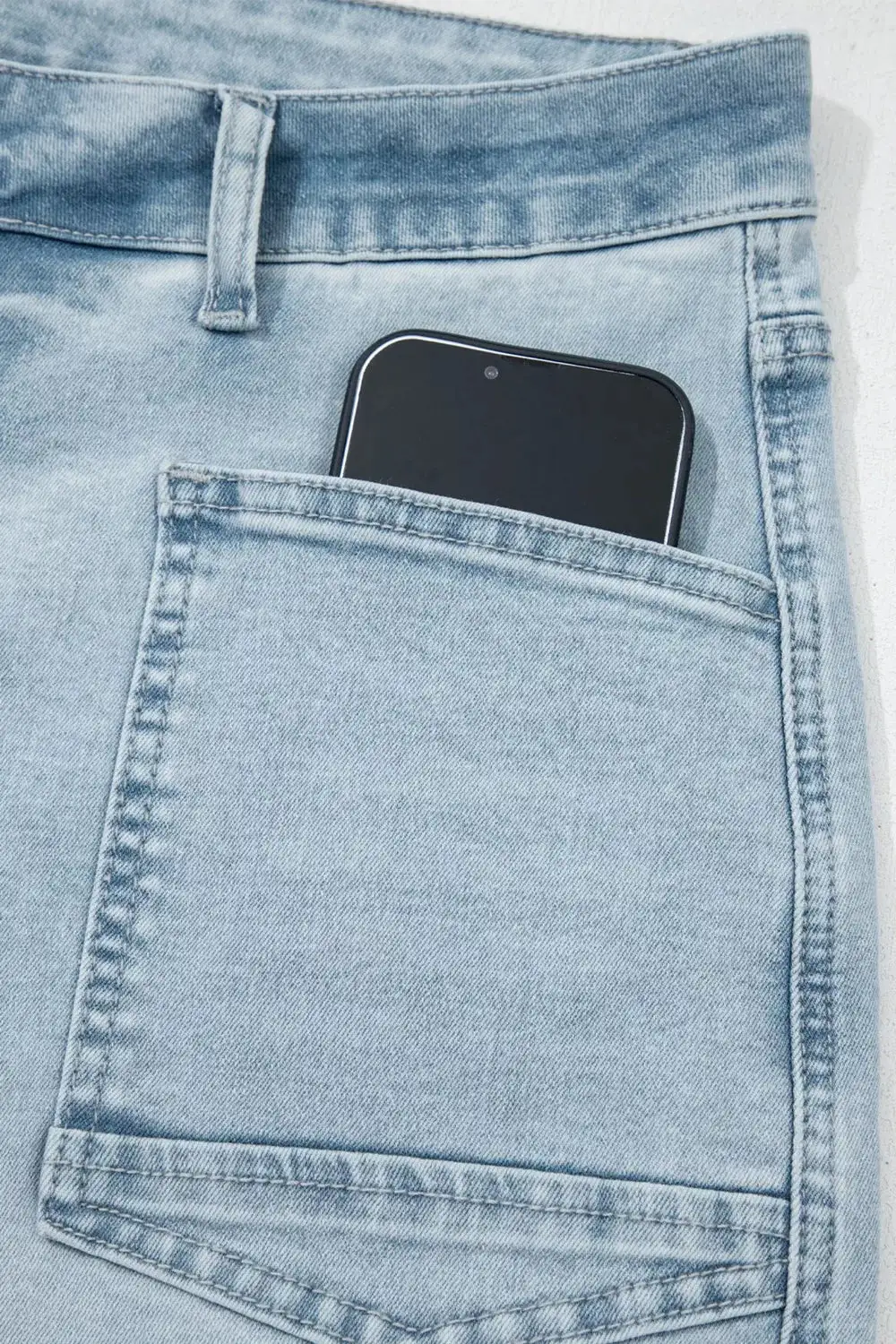 Straight Leg Pocketed Denim Jeans