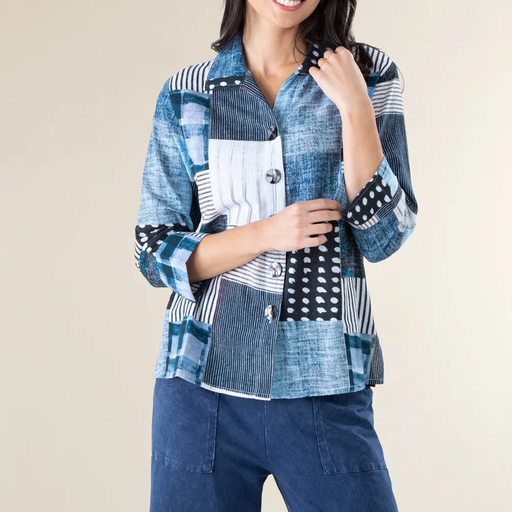 Patchwork and Plaid Button Up Top