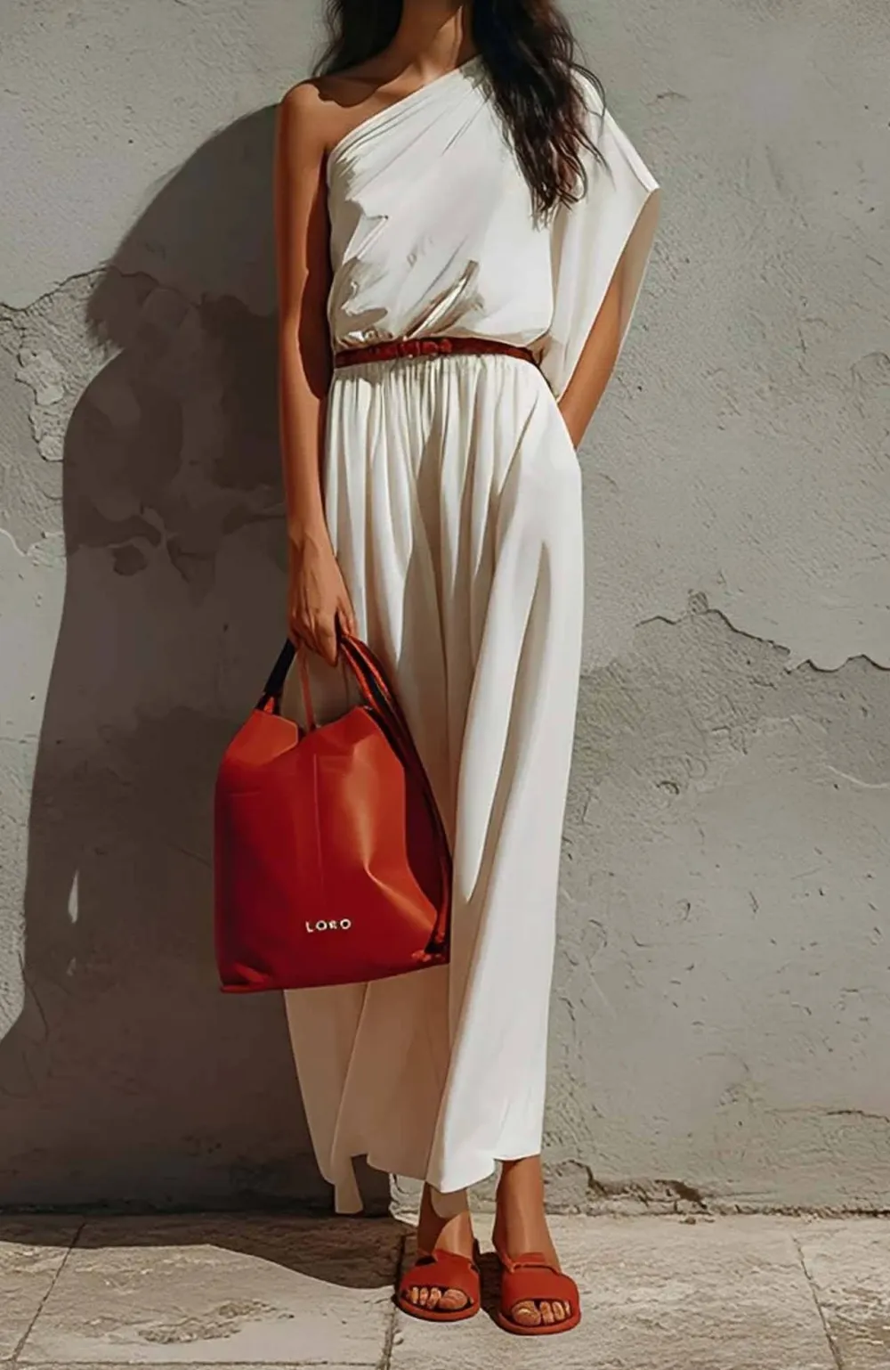 Slant Shoulder Maxi Dress