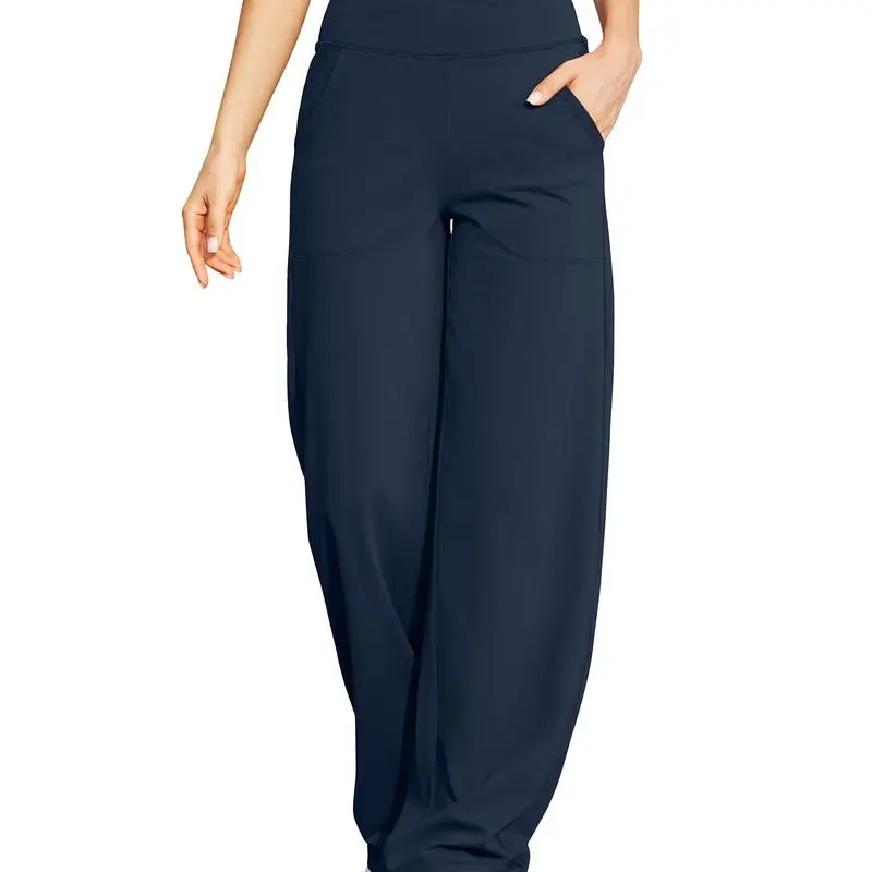 Women’s High-Waist Wide-Leg Yoga Pants – Petite to Tall with Pockets