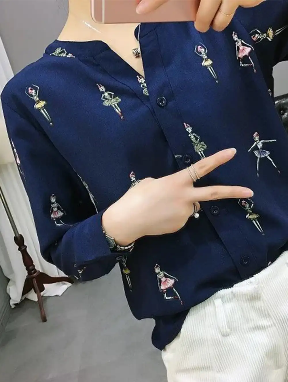 Soft Drape Character Print Shirt