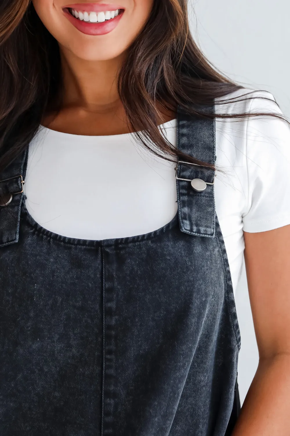 Black Denim Overall Mini Dress