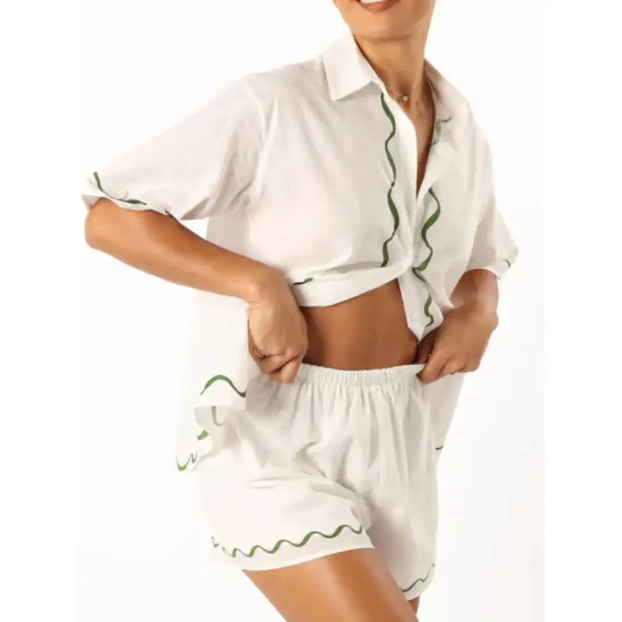 Button Up Half Sleeve Top and Shorts Set