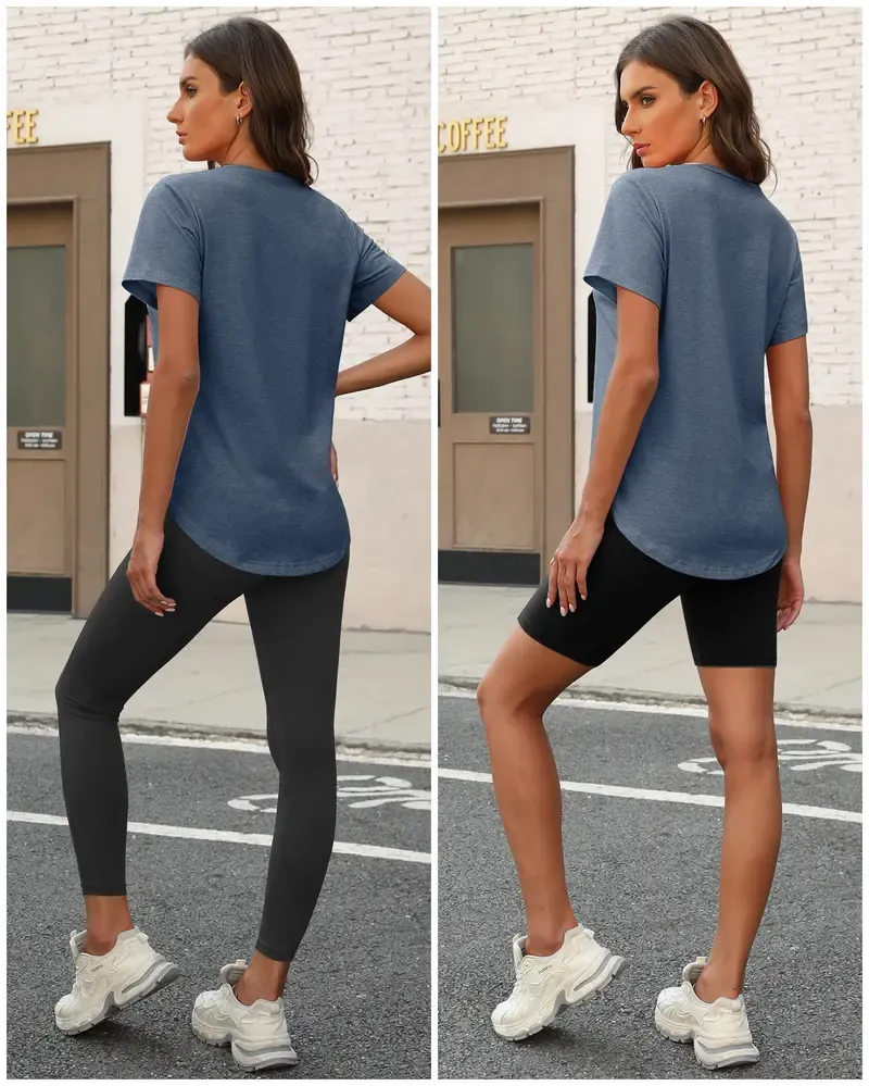 Women'S Casual V-Neck Short-Sleeve T-Shirt - Four-Piece Set