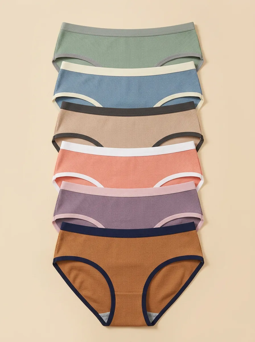 Women's Contrast Trim Ribbed Bikini Briefs 6-Pack