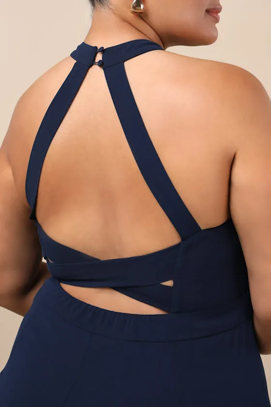 Confidently Charismatic Emerald Backless Halter Maxi Dress