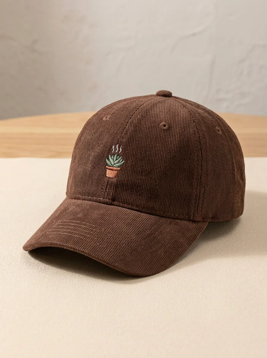 Classic Plant-Lover Succulent Corduroy Embroidered Unisex Baseball Cap