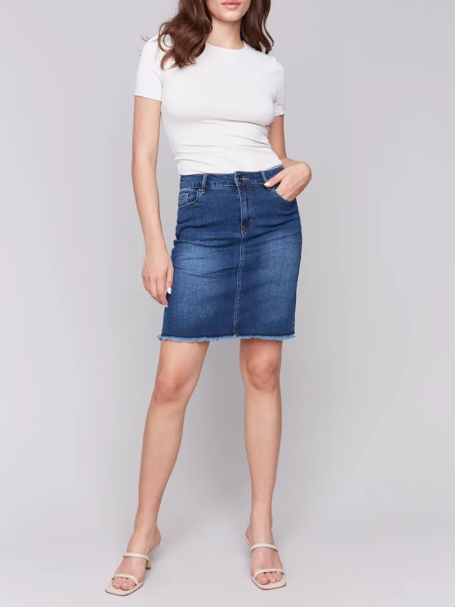 Casual Solid Color Basic Versatile Denim Skirt