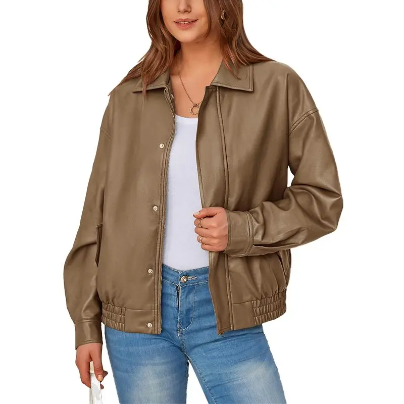 Women'S Faux Leather Motorcycle Jacket