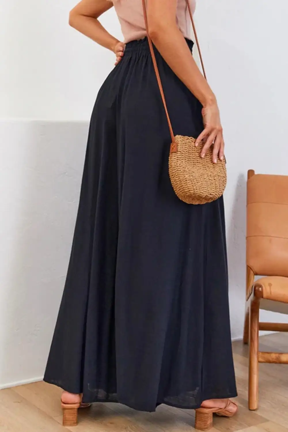 Elastic Waist Printed Wide Leg Pants