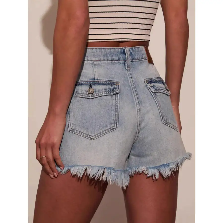 Relaxed Raw Hem Denim Shorts