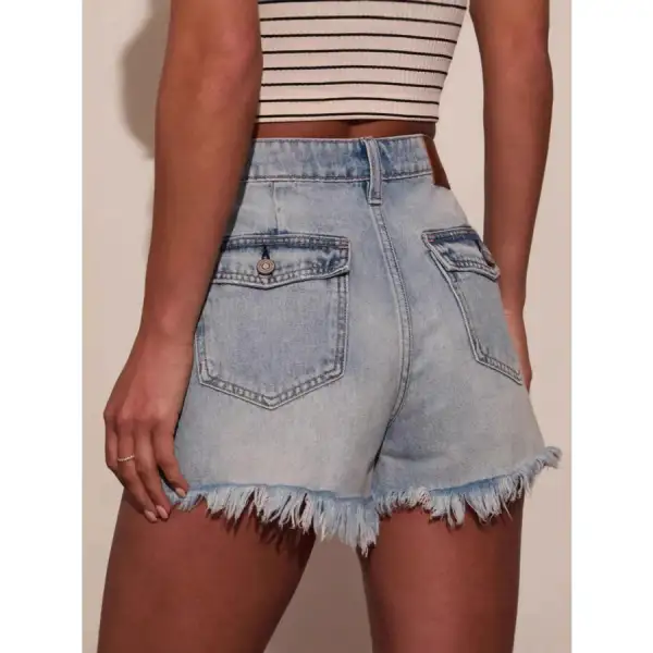 Relaxed Raw Hem Denim Shorts