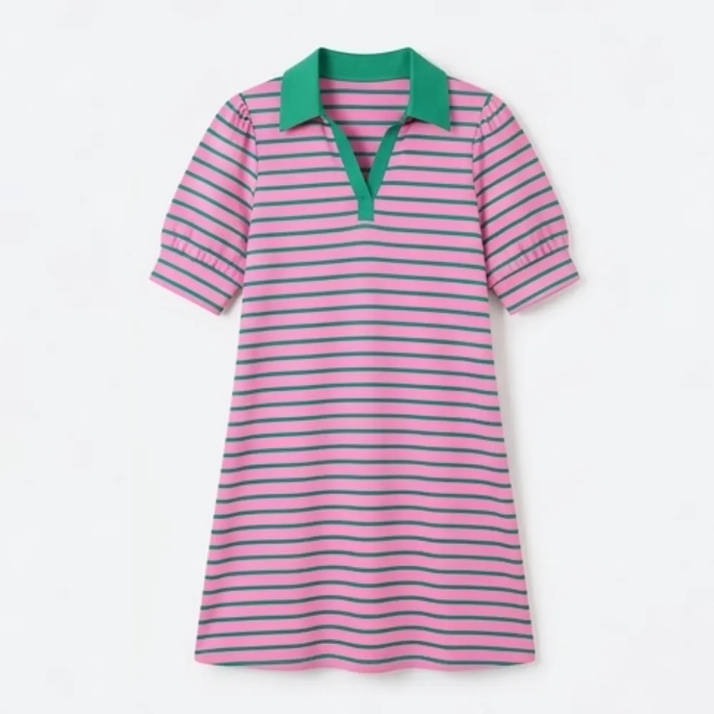 V Neck Striped Flattering Midi Dress