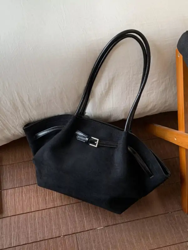 Solid Buckle Tote Bag