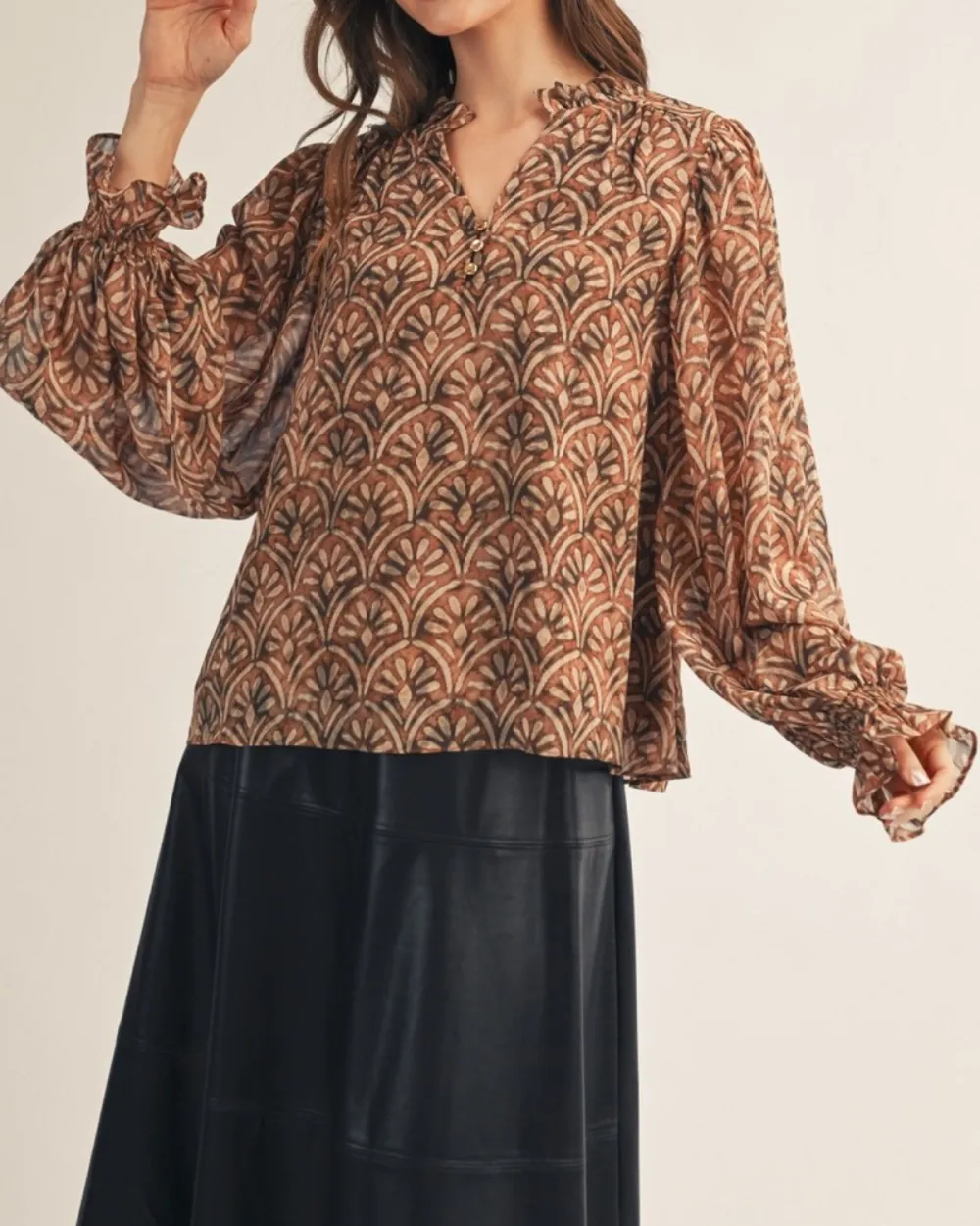 Puff Sleeves Chiffon Blouse