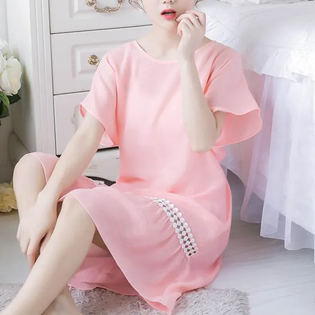 Loose Fit Vintage Embroidery Nightgown