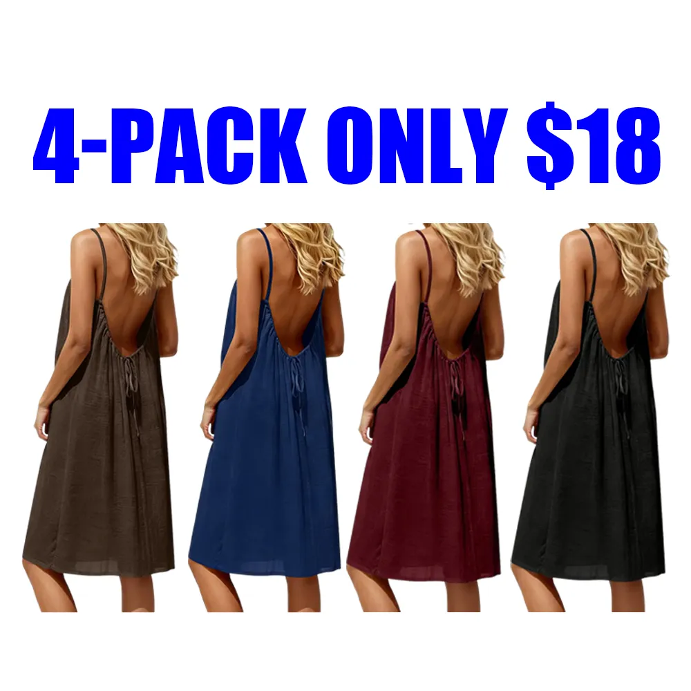 🔥Women's Solid-Color Spaghetti-Strap Loungewear Dress🔥8-Pack -Only $24