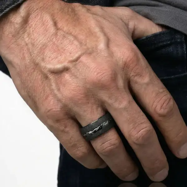 Men's Meteorite Tungsten Ring