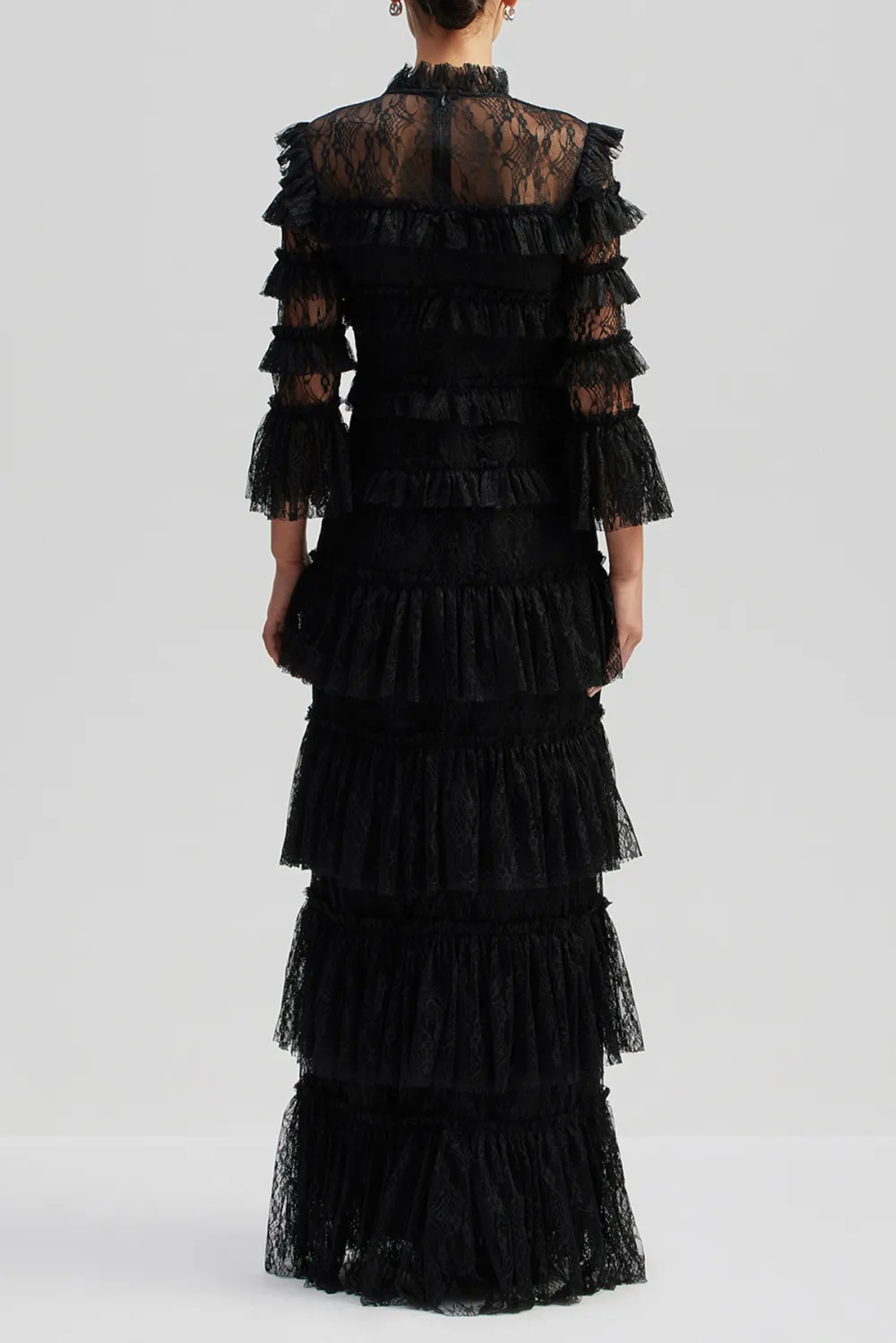 Tiered Ruffled Lace Maxi Dress